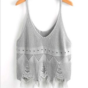 Grunge ripped knit top cover up